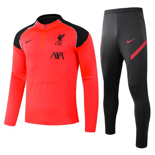 Liverpool Orange Black Zipper Training Kits Sweatshirt with Pants 2020/21